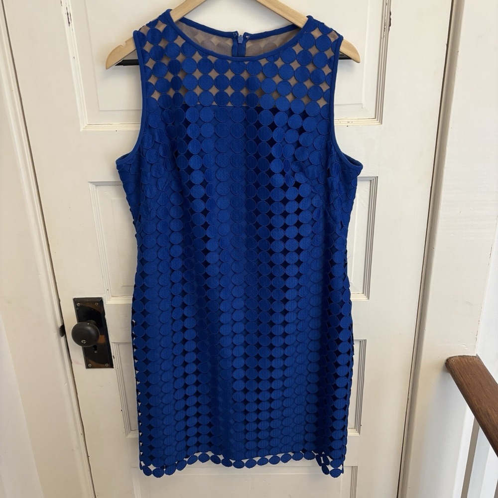 Lauren Ralph Lauren Women's Blue Lace Cut Out Dress Sleeveless Size 16 $119 - Picture 2 of 6